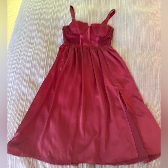 ASTR The Label Pleated Bustier Midi Dress in color Wine - Picture 7 of 14